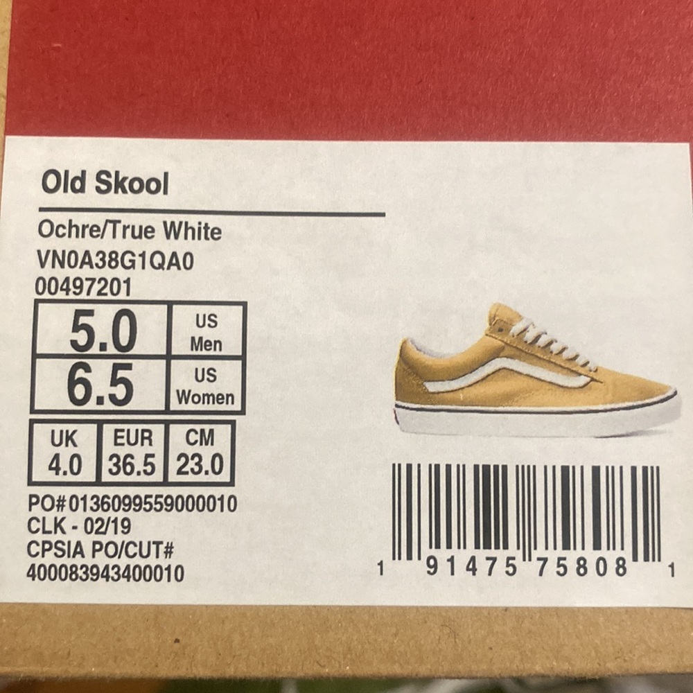 VANS Ochre Mustard Skate Sneakers NWT - Picture 6 of 6